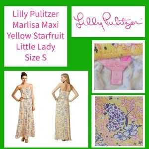 Lilly Pulitzer Marlisa Maxi Dress - Yellow Starfruit Little Lady - Size S